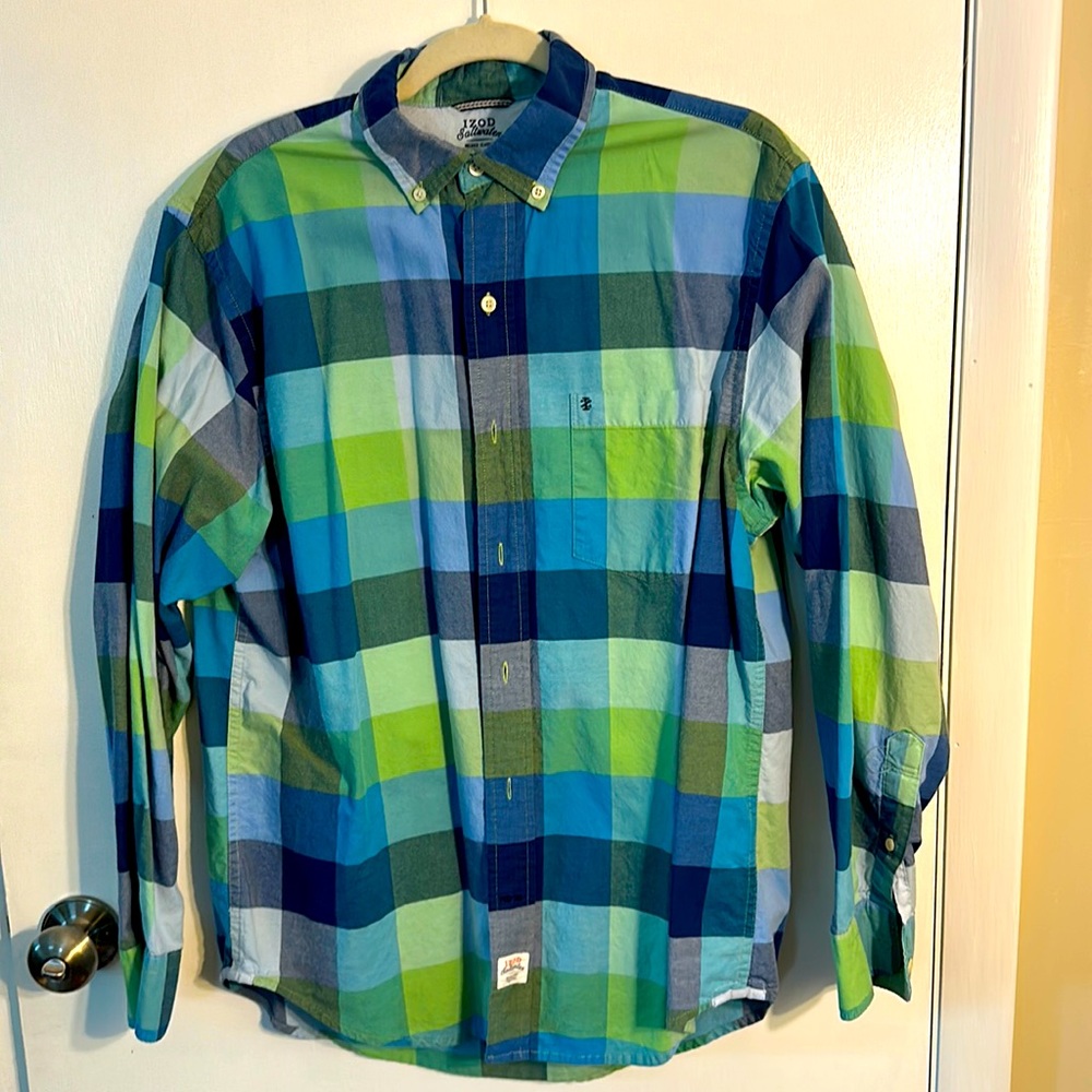 IZOD Plaid Button Up Size M